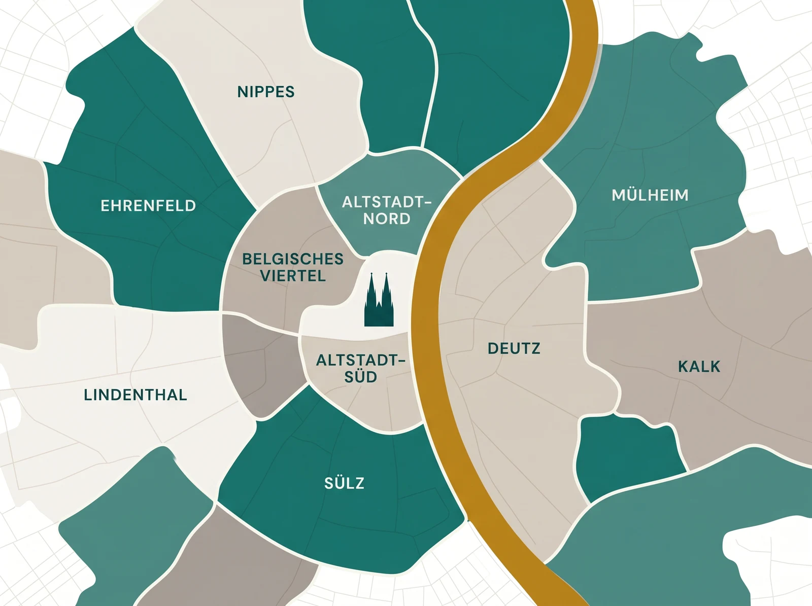 Köln-Bezirke Karte — Vivarhein Hausverwaltung